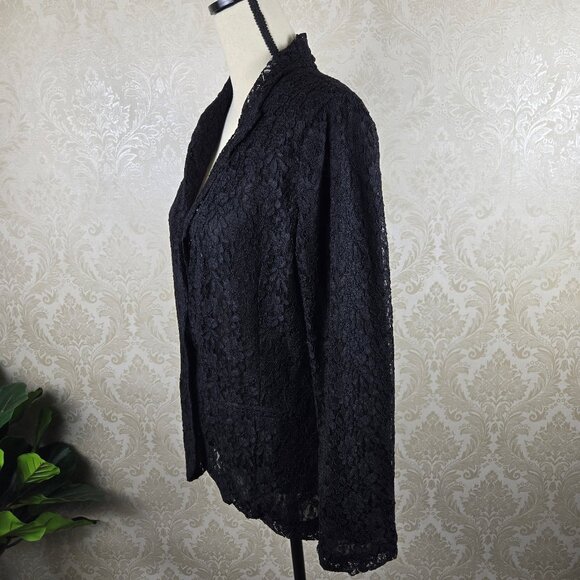 LC Lauren Conrad Size 12 Black Lace Blazer 1 Button Closure Front Pockets NWT - Picture 5 of 14